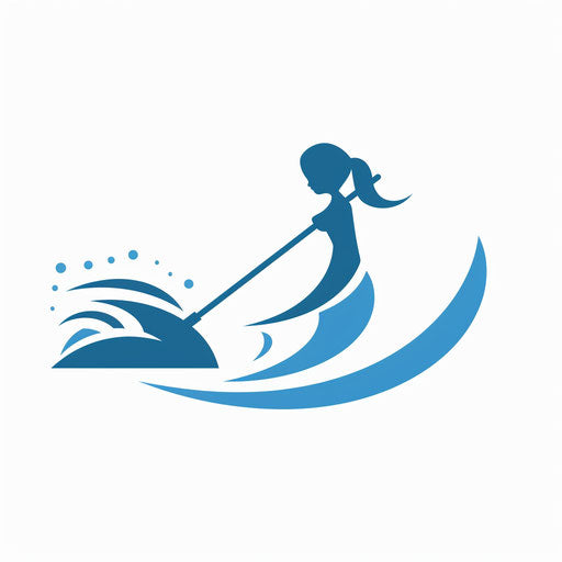 Minimalist cleaning logo with clean lines on white background