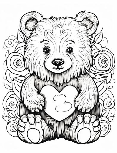 Teddy bear with heart, stencil art, humor and heart