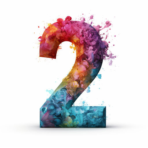 Number 2 clipart in the style of Chiaroscuro Art, on white background