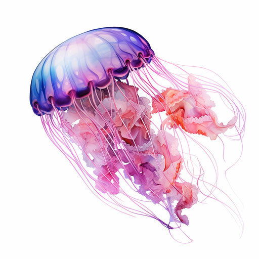 Jellyfish clipart in the style of Chiaroscuro Art, on a white background