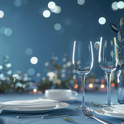 Realistic dinner clipart on flat indigo background