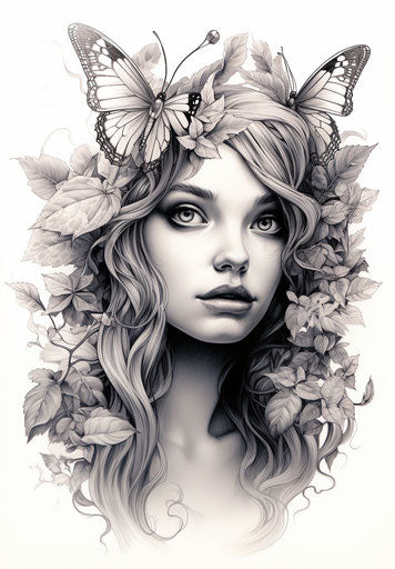 Adult fairy made of detailed insects