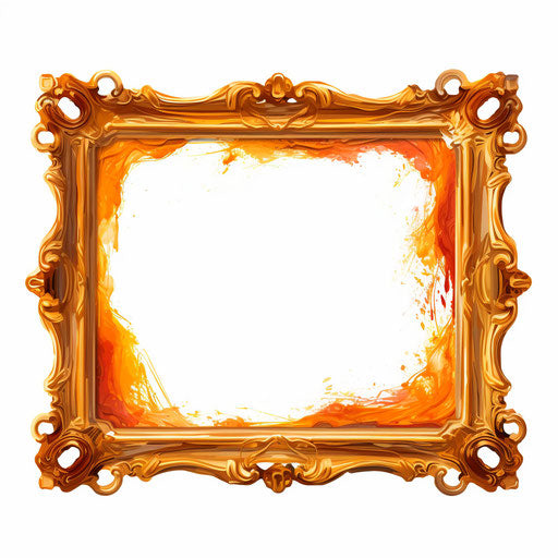 Frame clipart in the style of Oil painting, on a white background