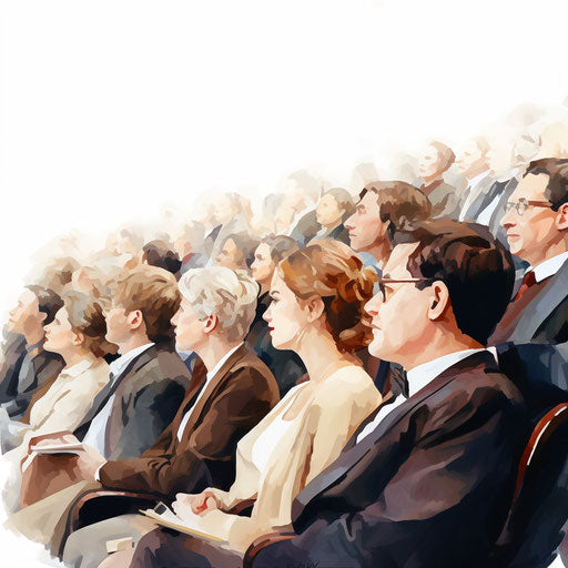 Audience clipart in the style of Oil painting, on a white background