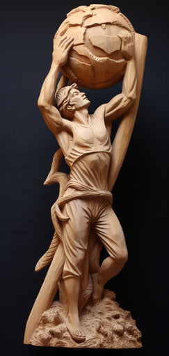 Bearer of the world, shoulders high, humanist carving style 19:40