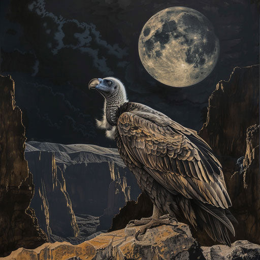 Vulture in a dramatic moonlit scene