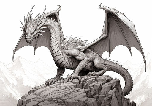 Detailed illustration of a dragon in the style of RTX ON