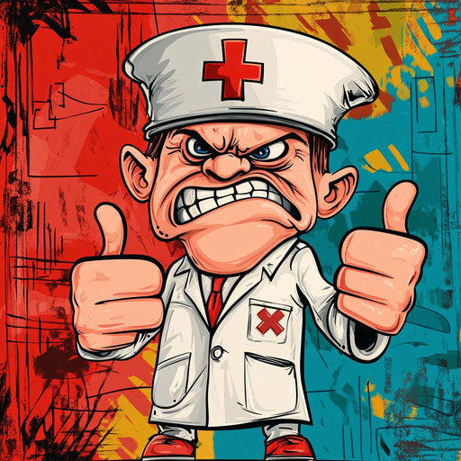 Humorous caricature of a first aid clipart with human characteristics