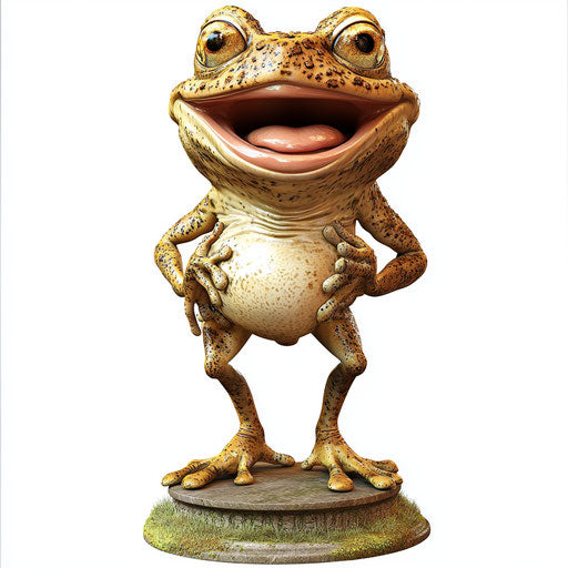 Humorous caricature of a toad with human characteristics