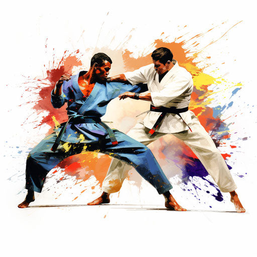 Taekwondo clipart in the style of Impressionistic Art, on a white background