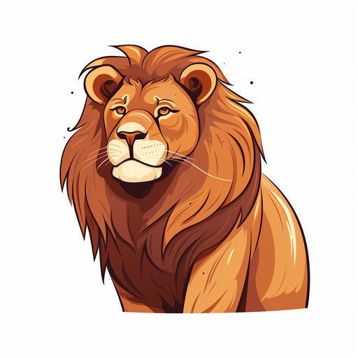 Minimalist lion cartoon on white background