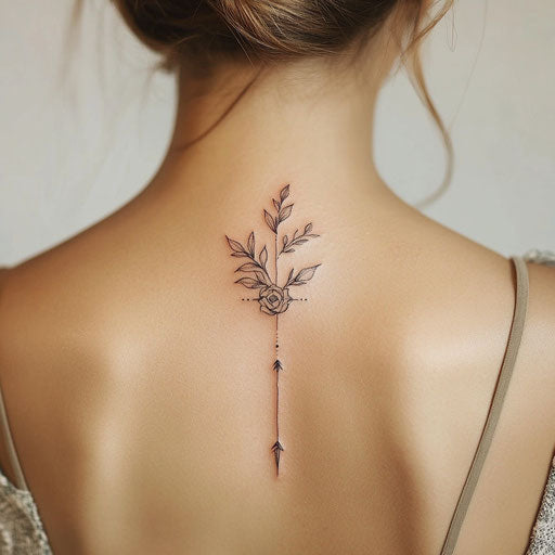 Minimalist arrow pointing upwards tattoo