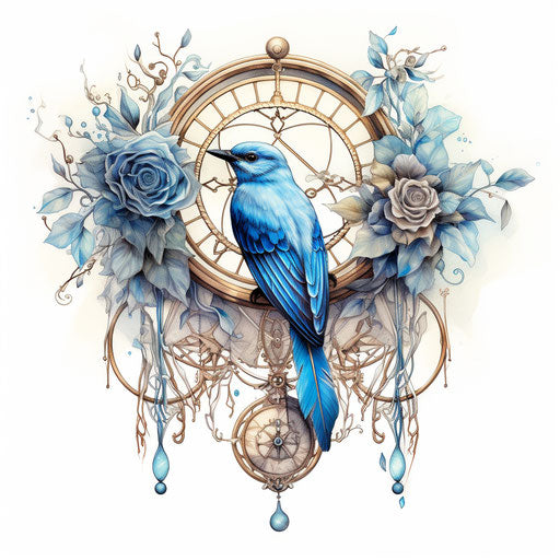 Bird on dream catcher, classic tattoo style