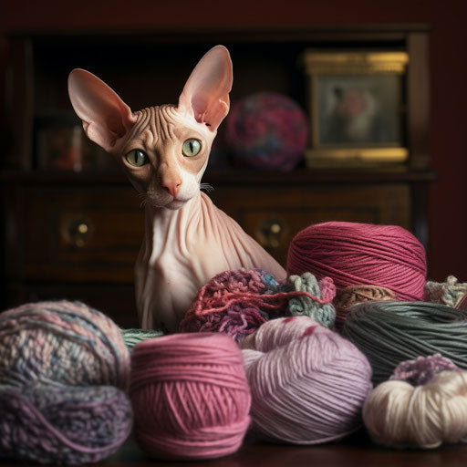 Cornish rex playing with yarn
