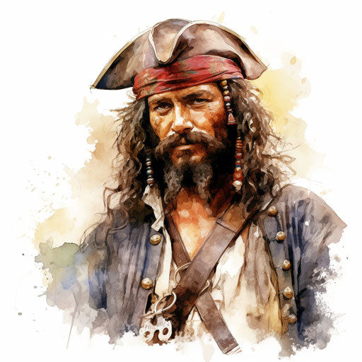 Pirate clipart in the style of Impressionistic Art, on white background