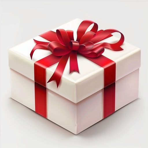 Realistic gift clipart on flat white background, high detail