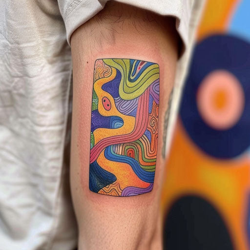 Small, psychedelic, vibrant, and abstract tattoos
