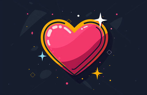 Pink heart with sparkles, personal iconography style