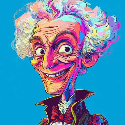 Humorous caricature of a Jean-Jacques Rousseau caricature