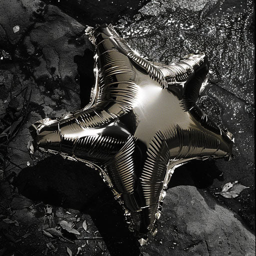 Golden geometric star balloon, captivating