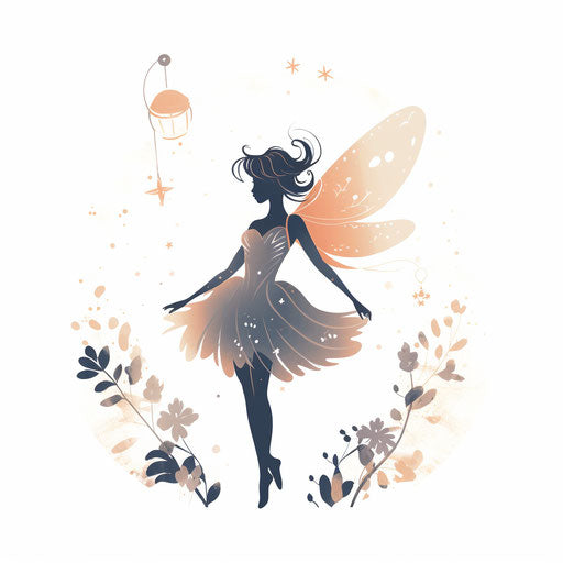 Minimalist fairy clipart on white background