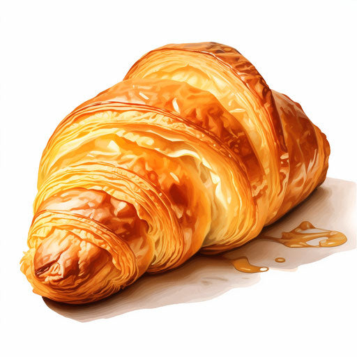 Croissant clipart in Oil painting style on white background