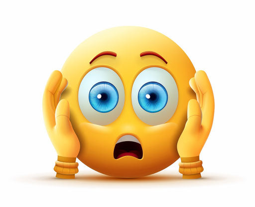 Surprised yellow emoji with hands on ears, clipart