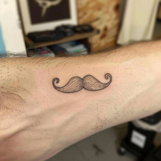 Simple tattoo sketch of a mustache in flat clipart style