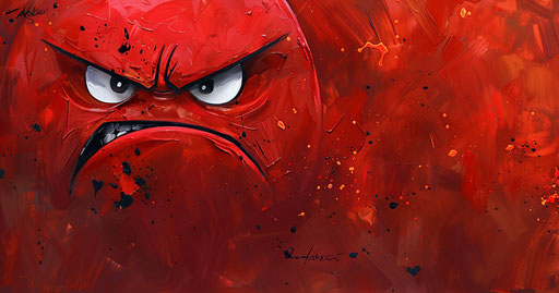 Red angry face in the style of emotional sensitivity