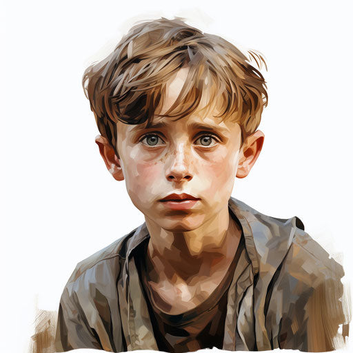 Brother clipart in the style of Oil painting, on a white background