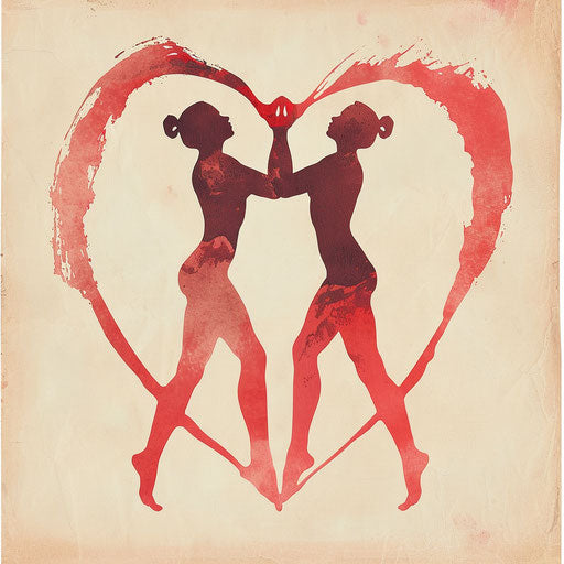 Romantic tattoo sketch of two figures in heart-forming yoga pose
