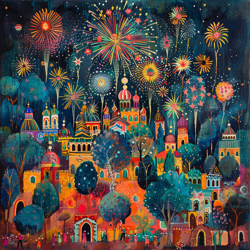 Joyful celebration with fireworks