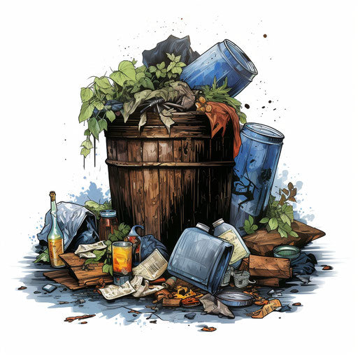 Garbage clipart in the style of Oil painting, on a white background