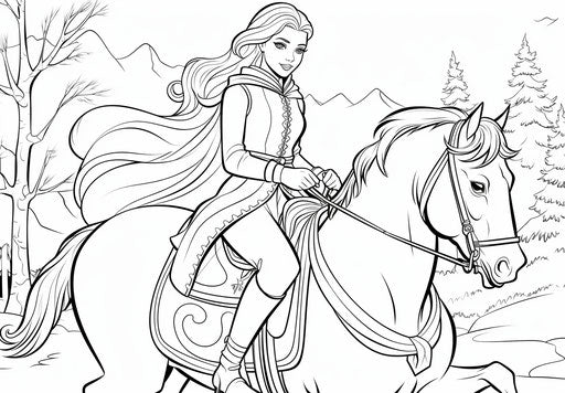 Barbie coloring pages, in the style of the Blue Rider, precisionist lines and shapes