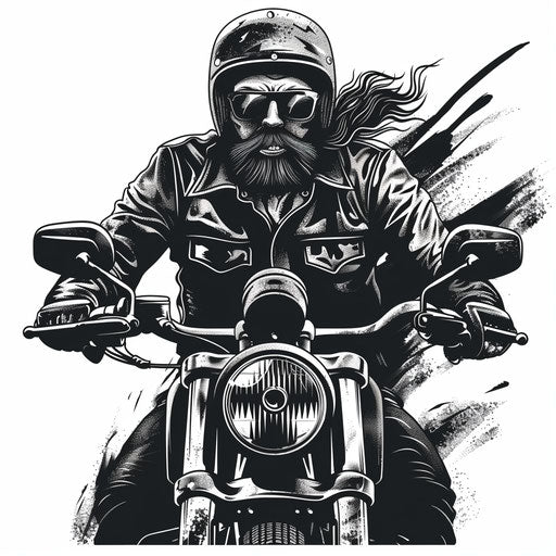 Sophisticated tattoo sketch of biker with elegant metallic details