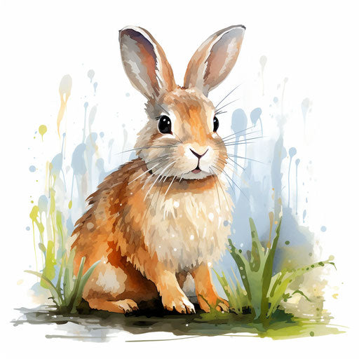 Rabbit clipart in the style of Oil painting, on a white background