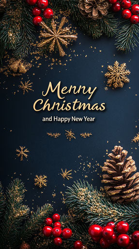 Festive background with text 'Merry Christmas and Happy New Year'