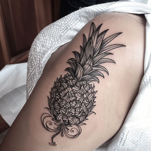 Elegant black and white pineapple with filigree