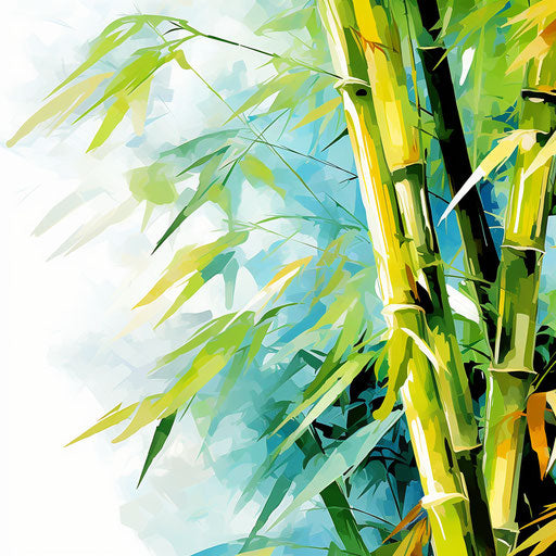 Bamboo clipart in the style of Impressionistic Art, on a white background