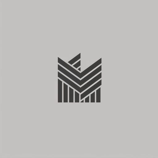 Minimalist construction logo with simple shapes on grey background