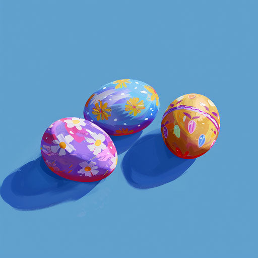 Realistic Easter clipart on flat royal blue background