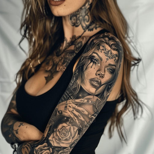 Sleeve tattoos for women inspired by dark fantasy