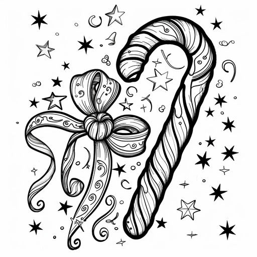 Sugarcane with swirling ornaments and stars