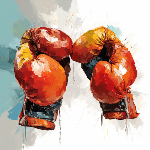 Boxing gloves clipart in the style of Impressionistic Art, on a white background