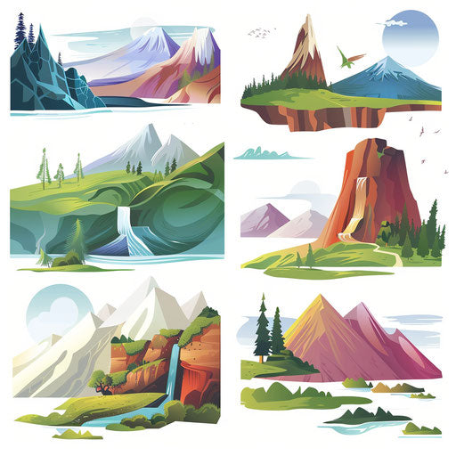 Realistic landscape with dynamic colors and smooth gradients