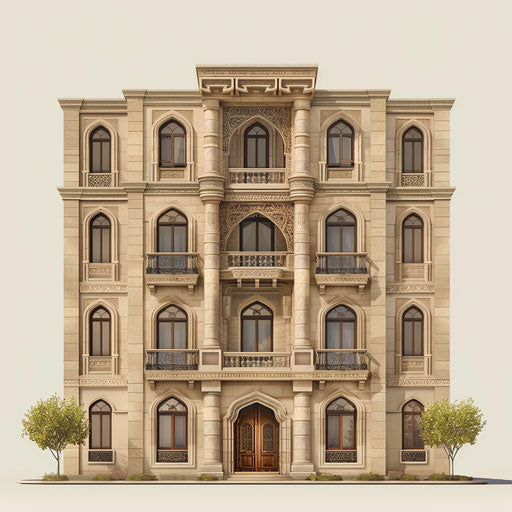 Photo realistic quality building clipart on flat beige background