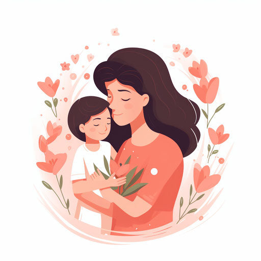 Mothers day clipart in Minimalist style, on white background