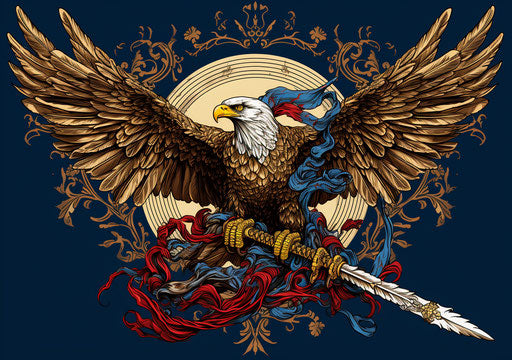 Eagle holding a star and arrow vector image, Kehinde Wiley style