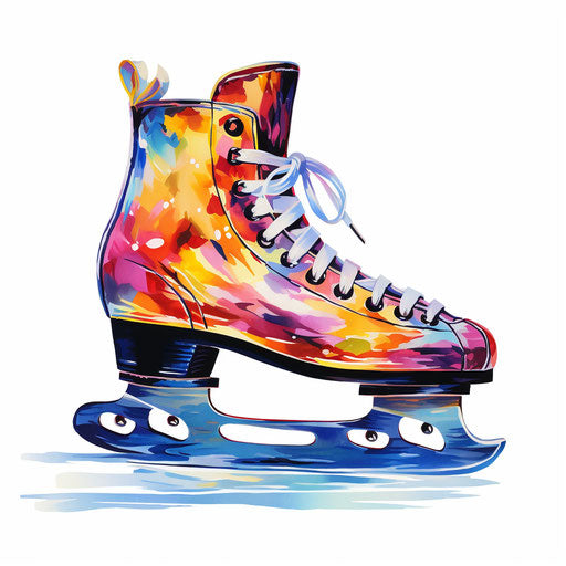 Ice skate clipart in the style of oil painting, on white background