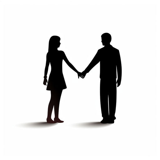 Illustration of people holding hands in the style of Chiaroscuro Art, on white background